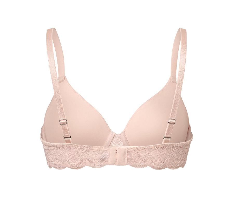 Detailansicht von Rückseite eines rosa Bügel-BHs.