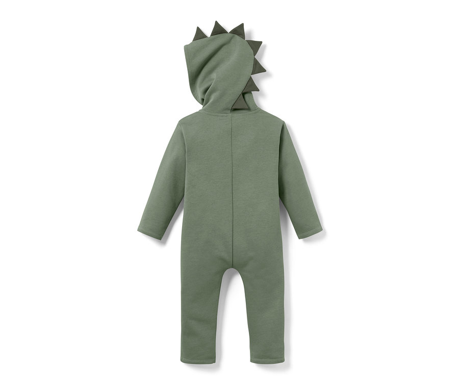 Rückansicht des Kinder-Sweat-Overalls mit Dino-Applikation.