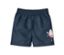 Kinder-Boardshorts, maritim, dunkelblau mit Möwen-Motiv.