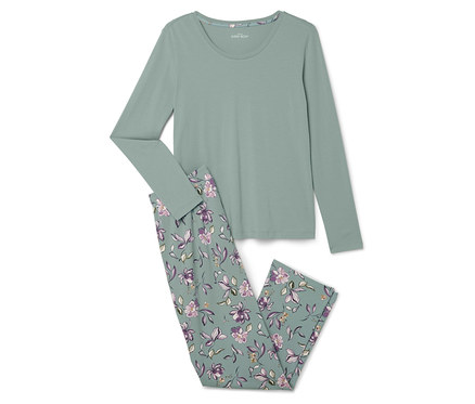 Pyjama-Set, jade mit floralem Alloverprint