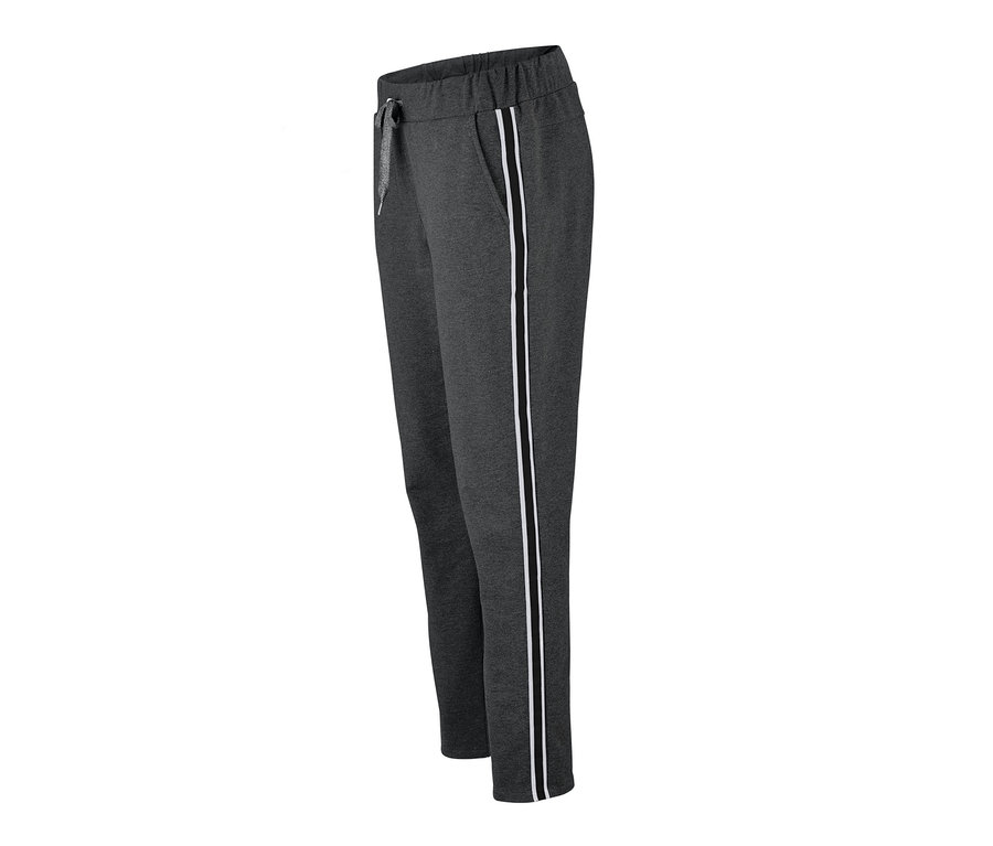 Graue Joggpants mit weißem Streifen an der Seite.