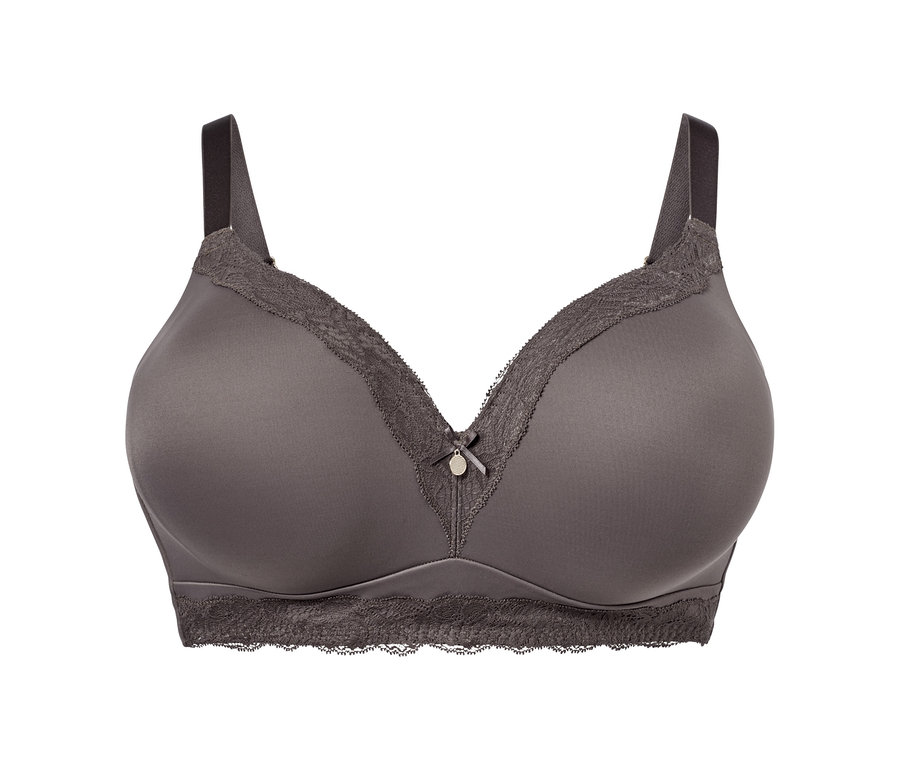 Grauer Soft-BH mit Spitze.