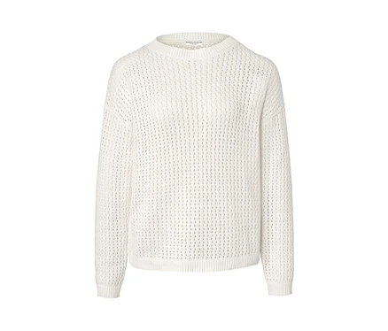 Weißer Pullover in Pointellestrick.
