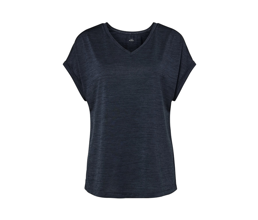 Blaues Funktionsshirt mit kurzen Ärmeln.