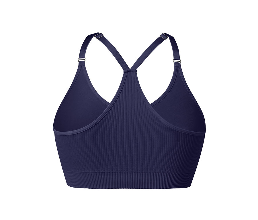 Detailansicht eines lila Seamless-Sport-Bustiers.
