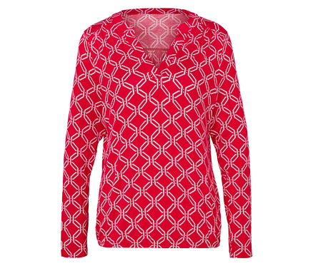 Bedrucktes Blusenshirt, rot-weiss