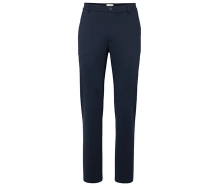 Marineblaue Hose auf weißem Hintergrund.