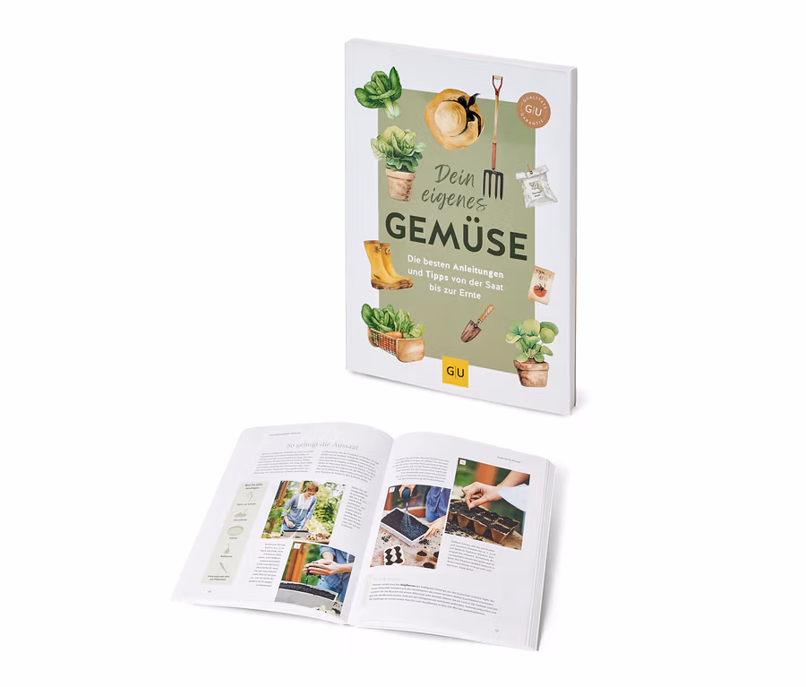 Zwei offene Ausgaben des Buchs "Dein eigenes Gemüse".