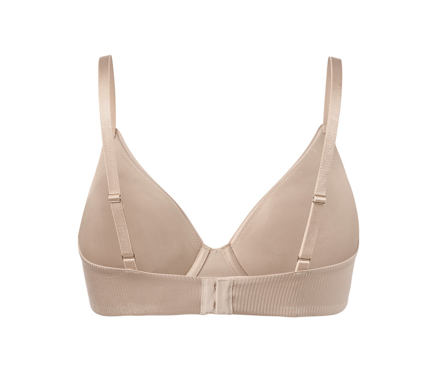 Rückansicht eines beigen Bügel-BHs.