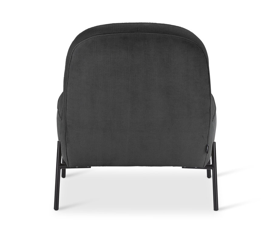 Rückansicht des Design-Sessels mit Fußhocker – von SCAPA, anthrazit.