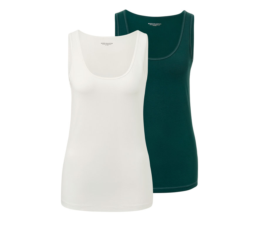 Zwei Tops, grün und offwhite.