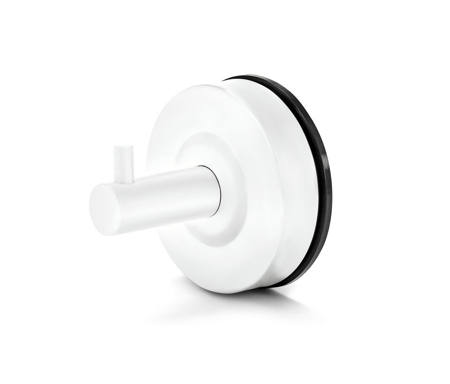 Weißer Haken mit Saugnapf.