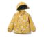 Gelbe Kinder-Thermo-Regenjacke mit Dalmatiner-Muster.