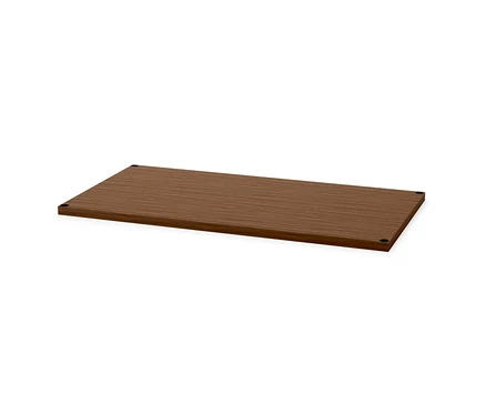 Nahaufnahme einer »CN3« Deckplatte mit Echtholzfurnier, Nussbaumoptik, Breite 77 cm.