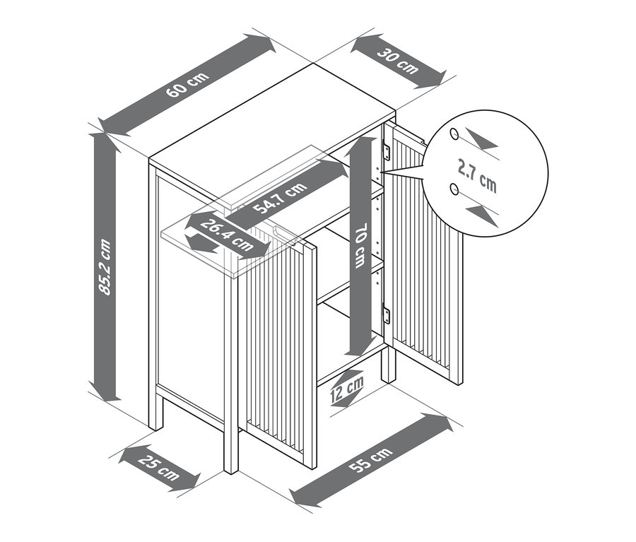 Abmessungen des Sideboards.