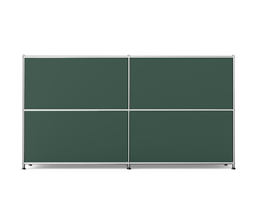 Olivgrünes Sideboard Metall »CN3« mit 2 versetzbaren Klappenfächern.