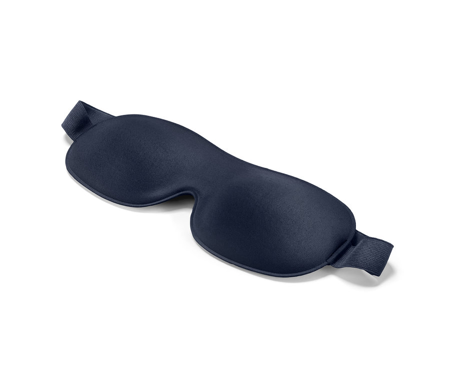 Blaue Schlafmaske.