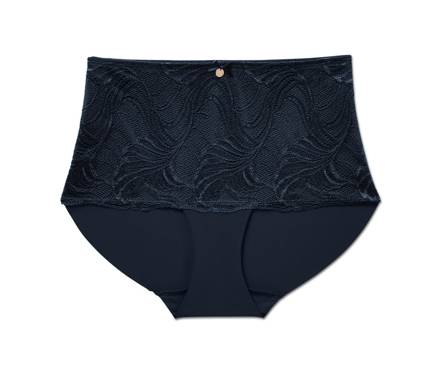 Dunkelblaue Highwaist-Panty »light-shaping« auf weißem Hintergrund.