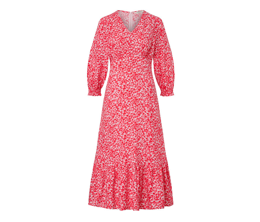 Ganzansicht eines Maxikleids mit Print.