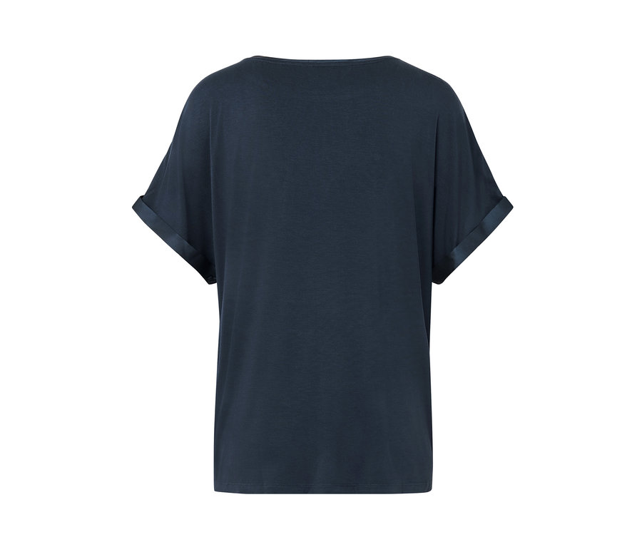 Navy Blusenshirt im Materialmix.