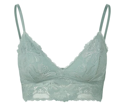 Hellblaues Spitzen-Bustier mit Spaghettiträgern.