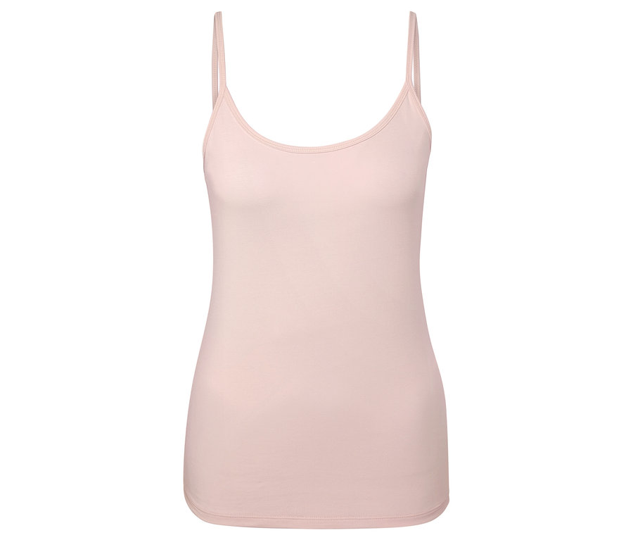 Rosa Tanktop mit Spaghettiträgern.