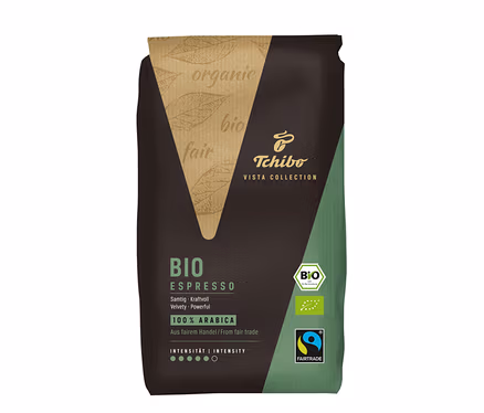 Packung Vista Collection Bio Espresso - 1x 1 kg ganze Bohnen.