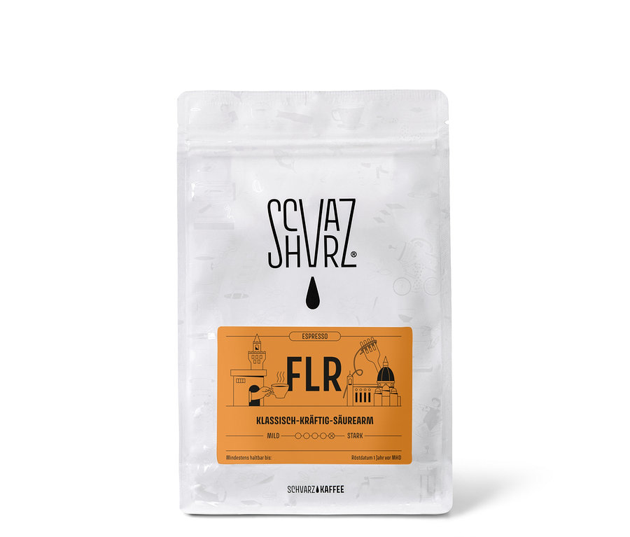 Eine Packung Schvarz - FLR Espresso - 250 g Ganze Bohne.