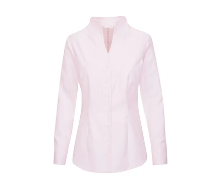 Rosa Seidensticker Kelchkragenbluse mit langen Ärmeln und durchgehender Knopfleiste.