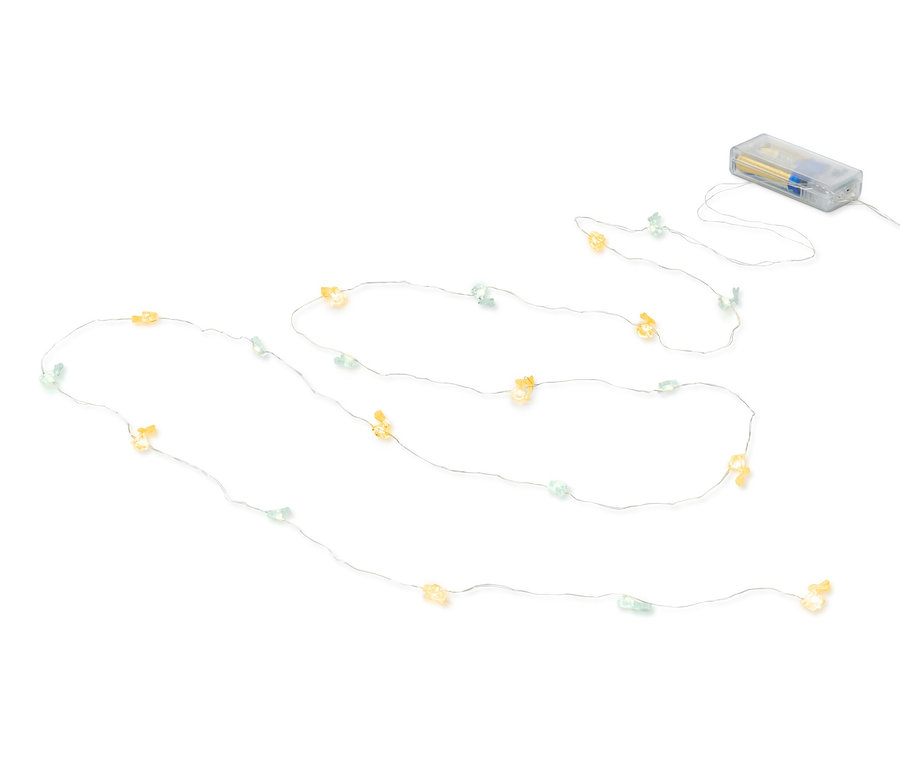 LED-Micro-Lichterkette mit Häschen auf weißem Hintergrund.