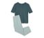 Pyjama, Hose mit Alloverprint - Oberteil petrol, Hose aqua mit Alloverprint
