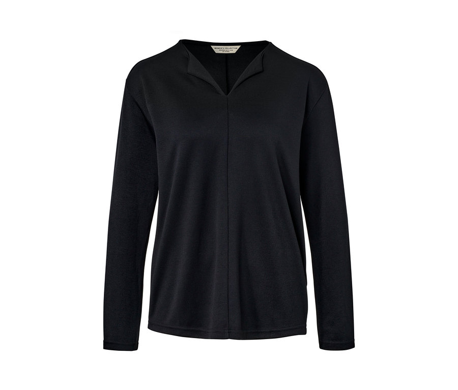 Schwarzes Blusenshirt mit langen Ärmeln.