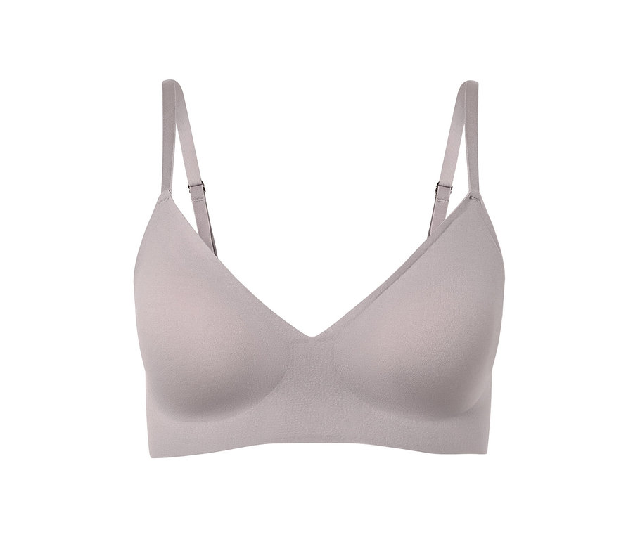 Ein grauer Komfort-BH »bonded« auf weißem Hintergrund.
