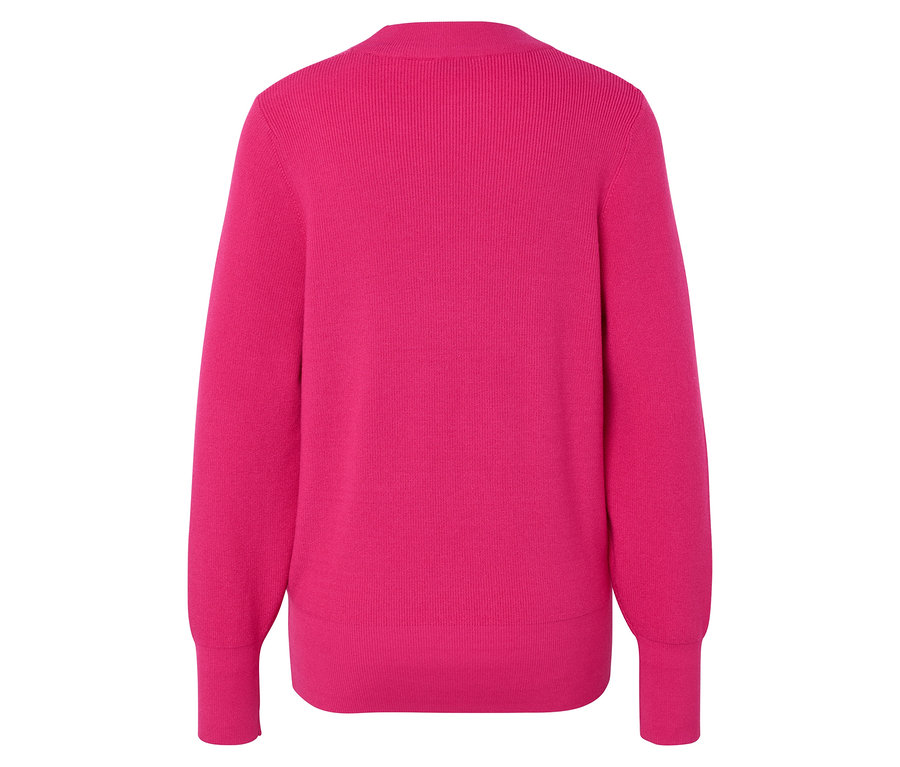 Rückansicht eines pinkfarbenen Pullovers.