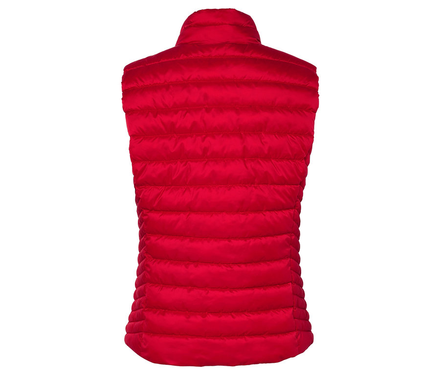 Rote Steppweste von hinten.