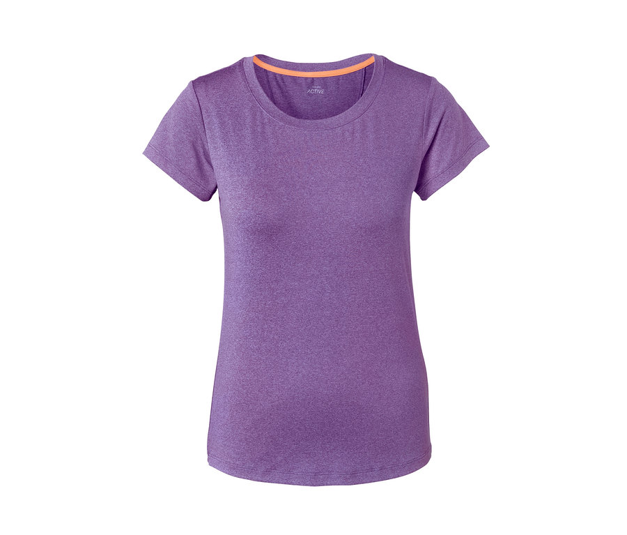 Lila Stretch-Funktionsshirt mit kurzen Ärmeln.