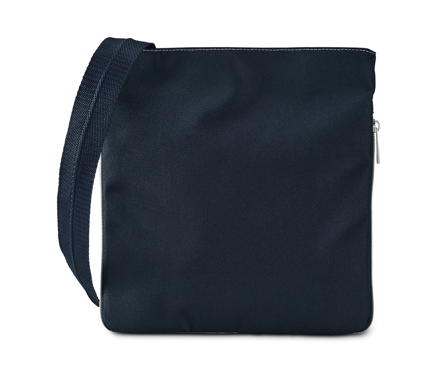 Blau-graue Sicherheits-Umhängetasche.