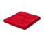 Gefaltete rote Jacquard-Tischdecke.
