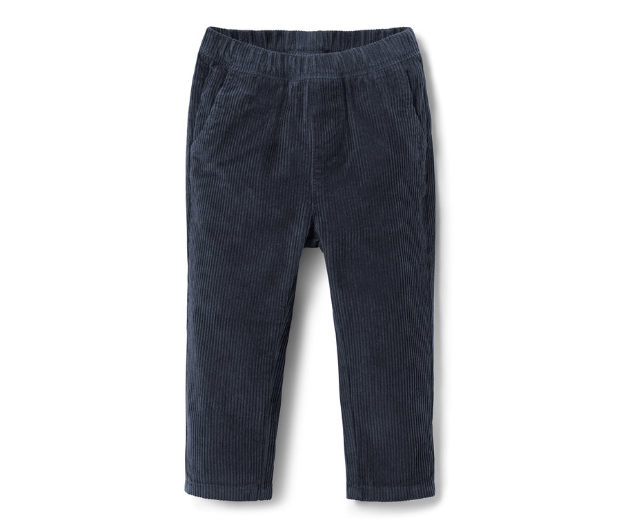 Dunkelblaue Kinder-Pull on pants – Fit »Jona« aus Cord mit elastischem Bund.