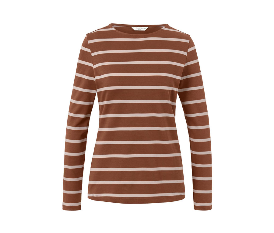 Gestreiftes Langarmshirt in Cognac.