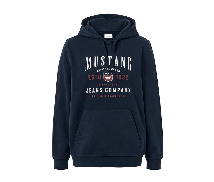 Marineblauer Hoodie »Mustang« mit Logo auf der Brust.