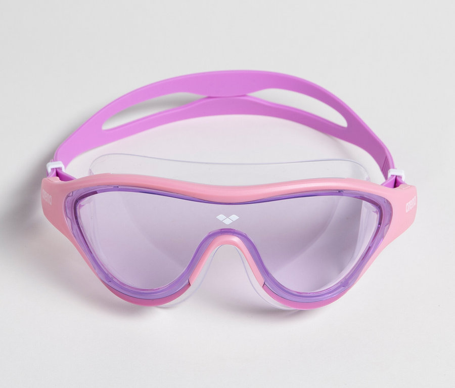 Pinke arena Junior Kinder-Schwimmbrille The One Mask auf weißem Hintergrund.