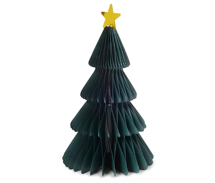 Grüner Papierweihnachtsbaum mit goldenem Stern.