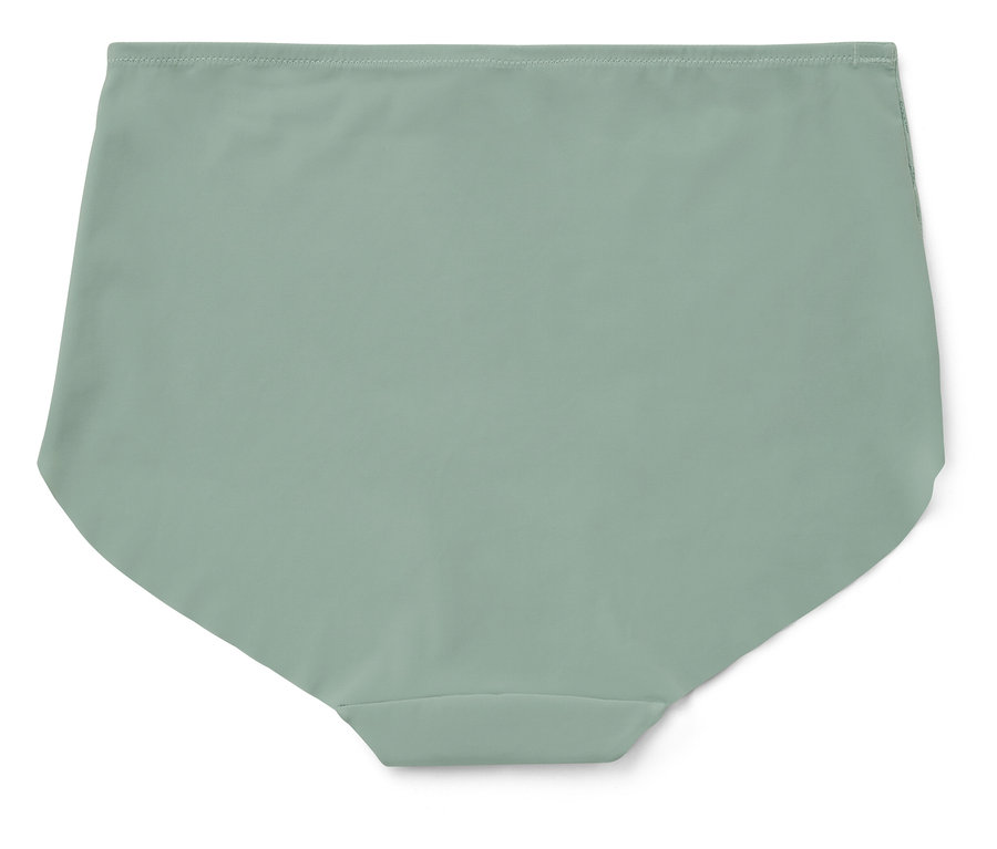 Hellgrüne Damenunterhose auf weißem Hintergrund.