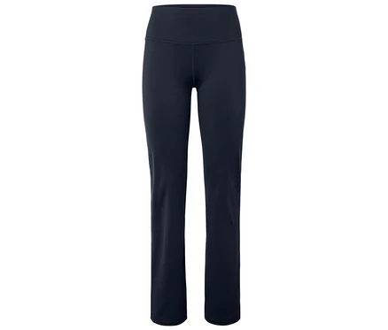 Marineblaue Leggings mit hohem Bund auf weißem Hintergrund.