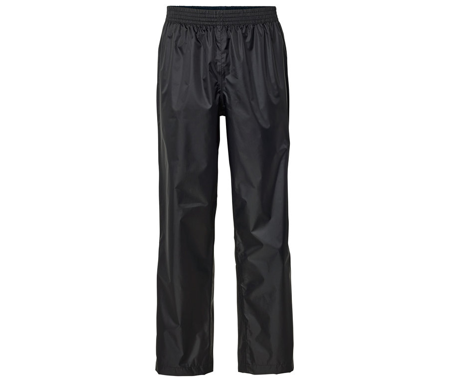 Schwarze Regenhose mit Gummibund.