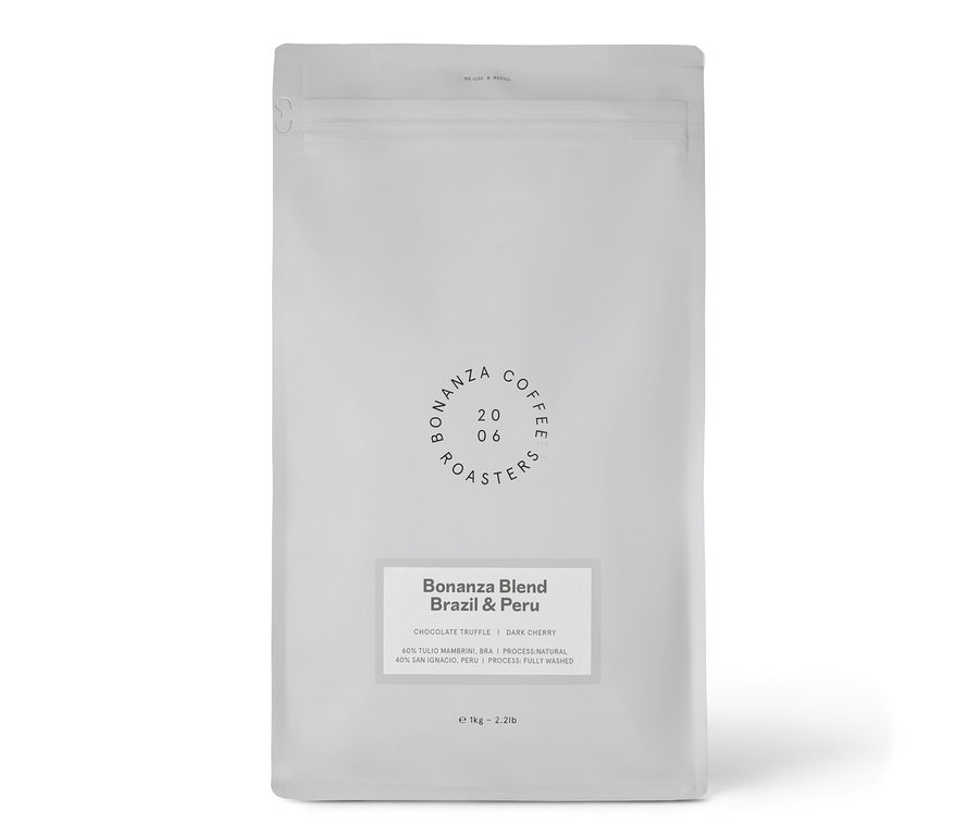 Packung Bonanza Coffee Roasters - Blend Omni-Roast - 1 kg ganze Bohne.