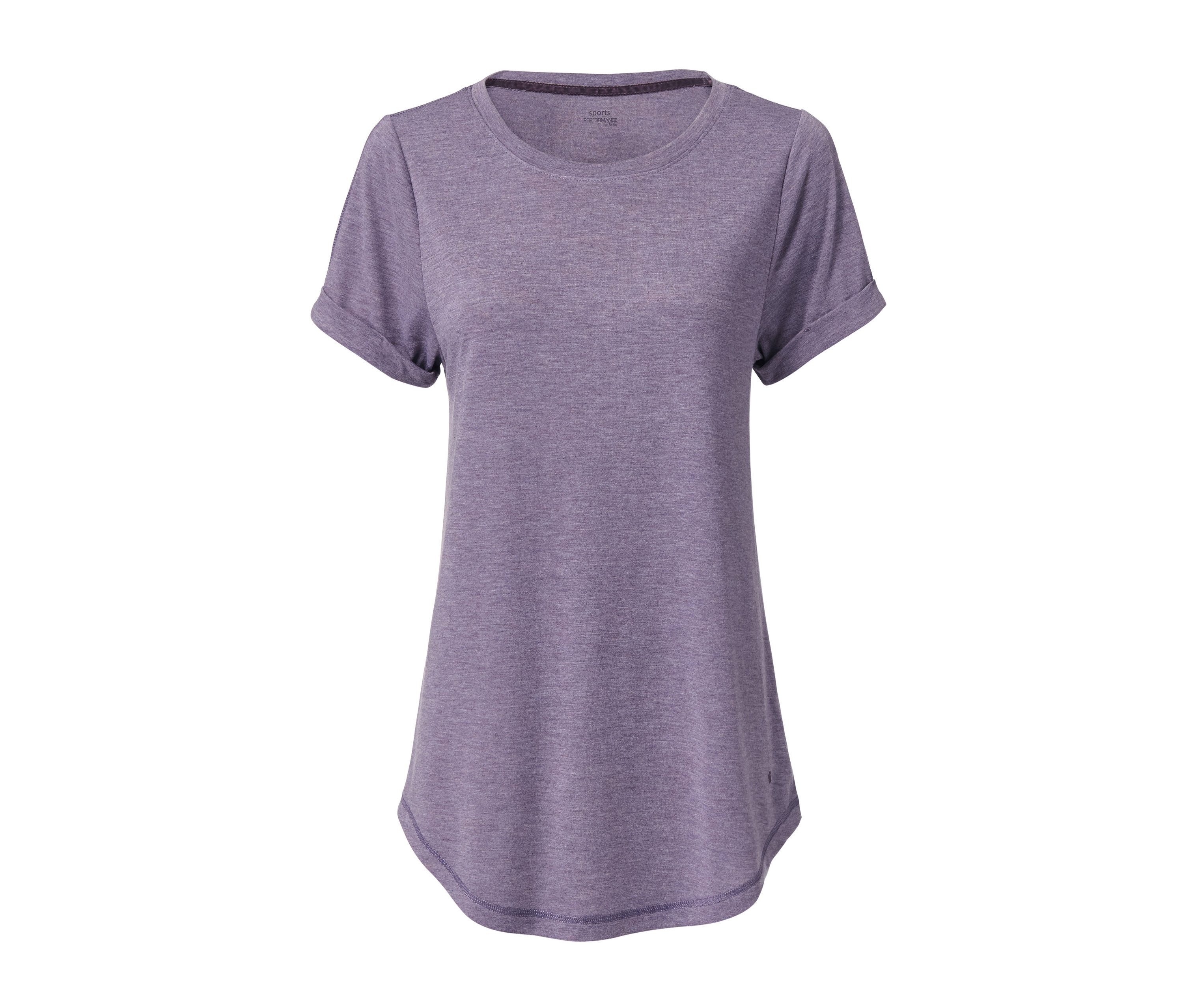 Lila Longshirt mit kurzen Ärmeln.