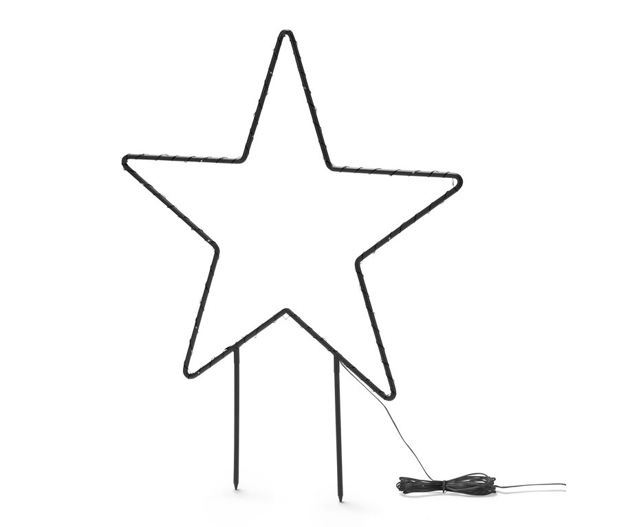 Grosser LED-Outdoor-Stern aus Metall auf weissem Hintergrund.