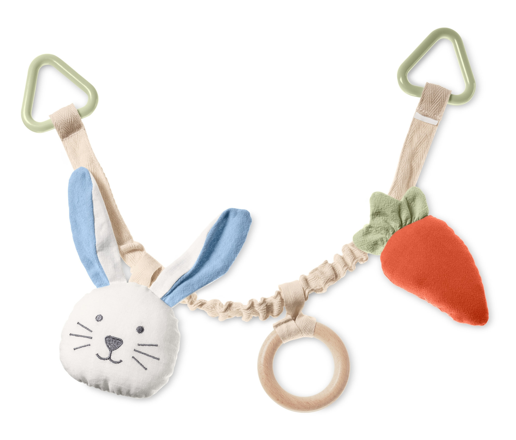 Kinderwagenkette mit HĂ€schen und Karotte.